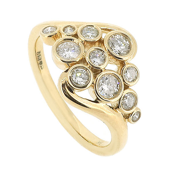 Twist Design Bubble Cluster Ring in 9ct Gold, 0.50ct
