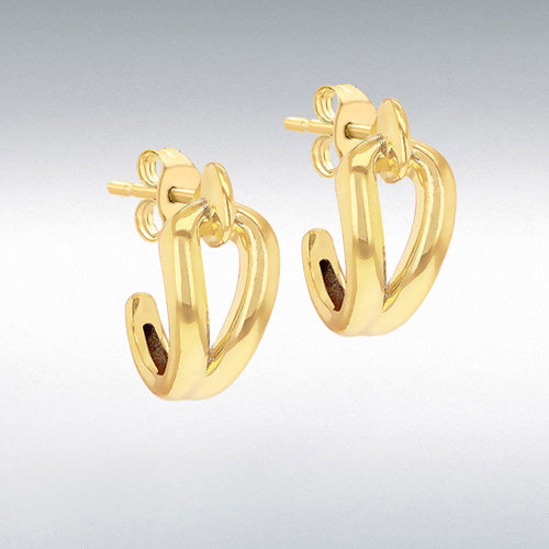 Curved Hook Knot Stud Earrings in 9ct Yellow Gold.
