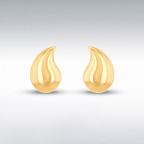 Curved Teardrop Stud Earrings in 9ct Yellow Gold.