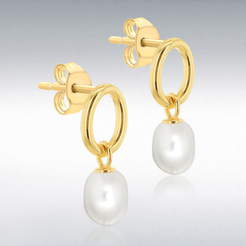 Freshwater Pearl Baroque Drop Earrings in 9ct Yellow Gold.
