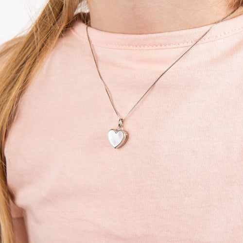 Diamond and Pearl Set Heart Locket in Silver.