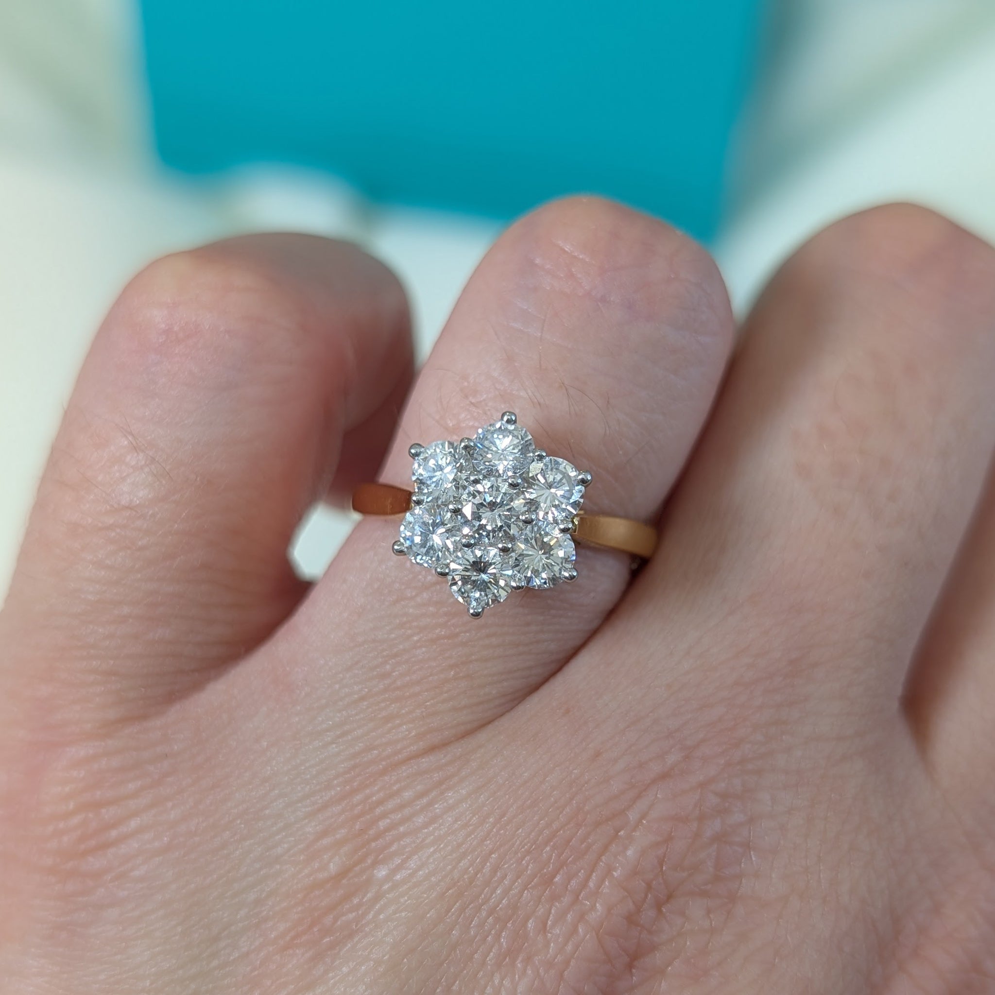 Diamond cluster ring in 18ct gold and platinum, 1.39ct