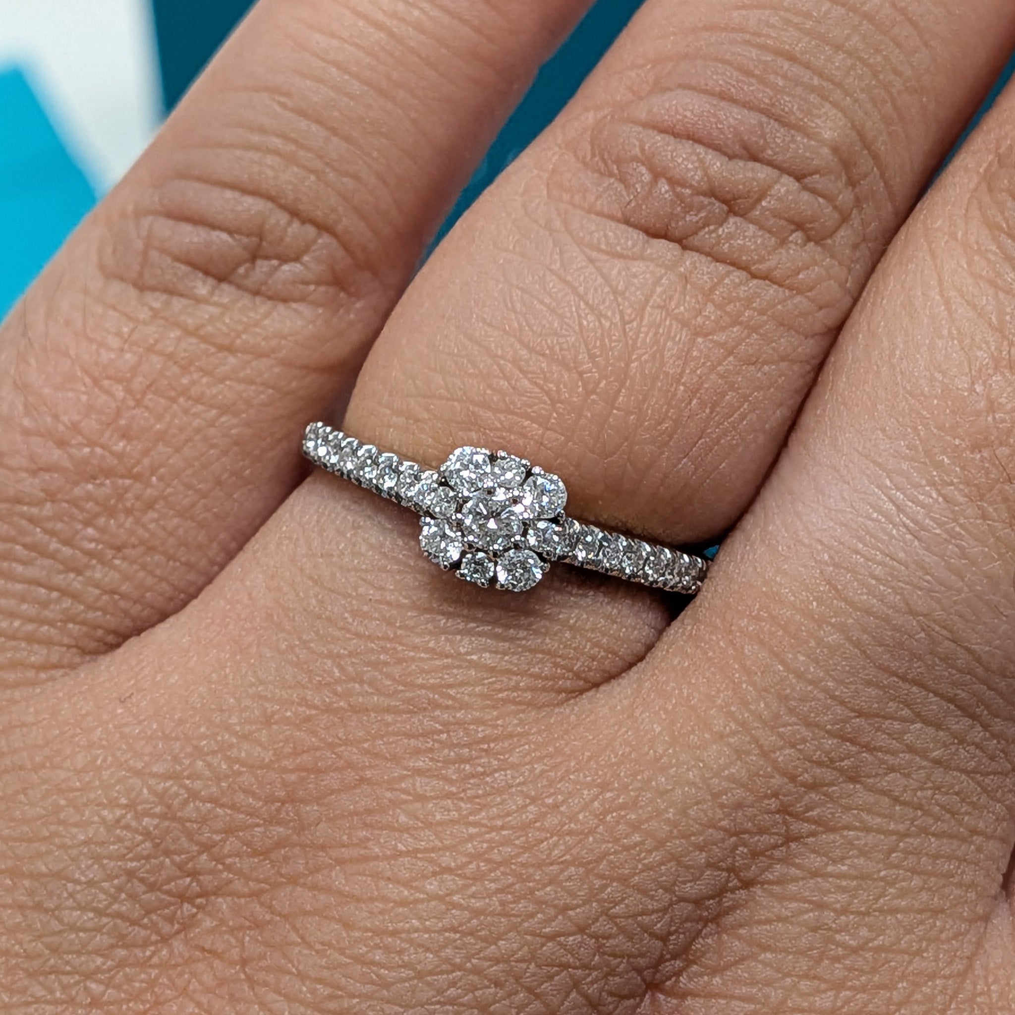 Diamond Cluster Engagement Ring in 9ct Yellow Gold, 0.35ct