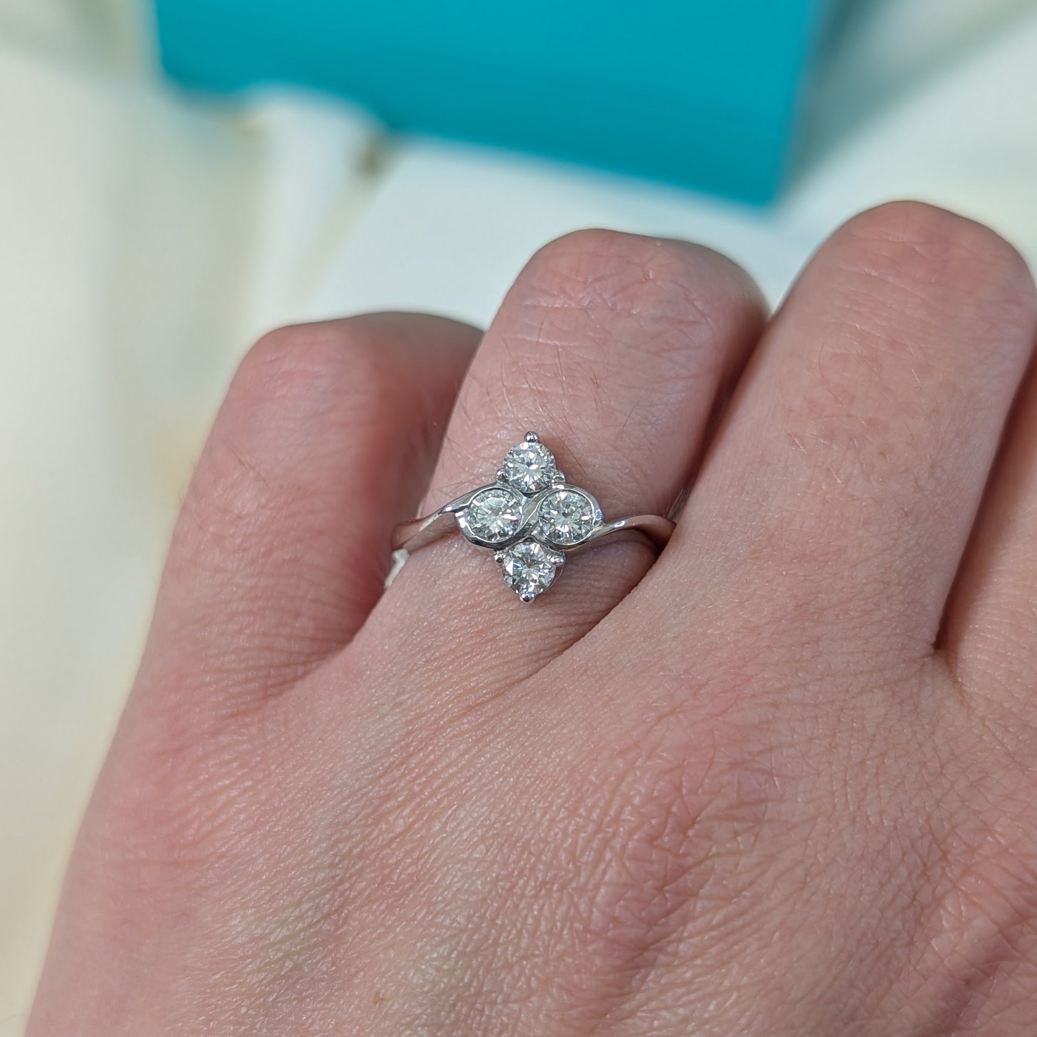 Diamond four stone ring in 18ct white gold, 0.68ct