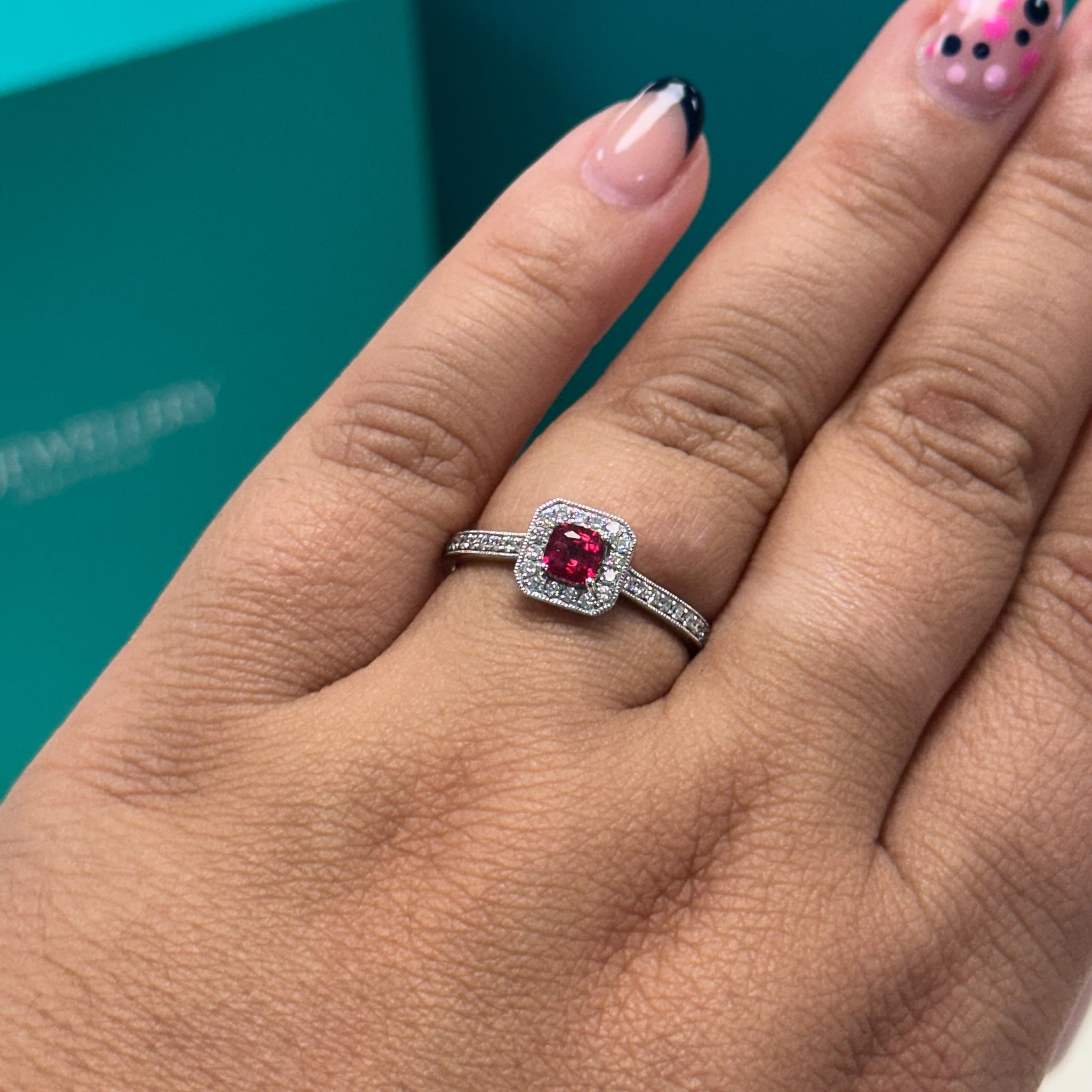 Ruby & Diamond Ring in 18ct White Gold