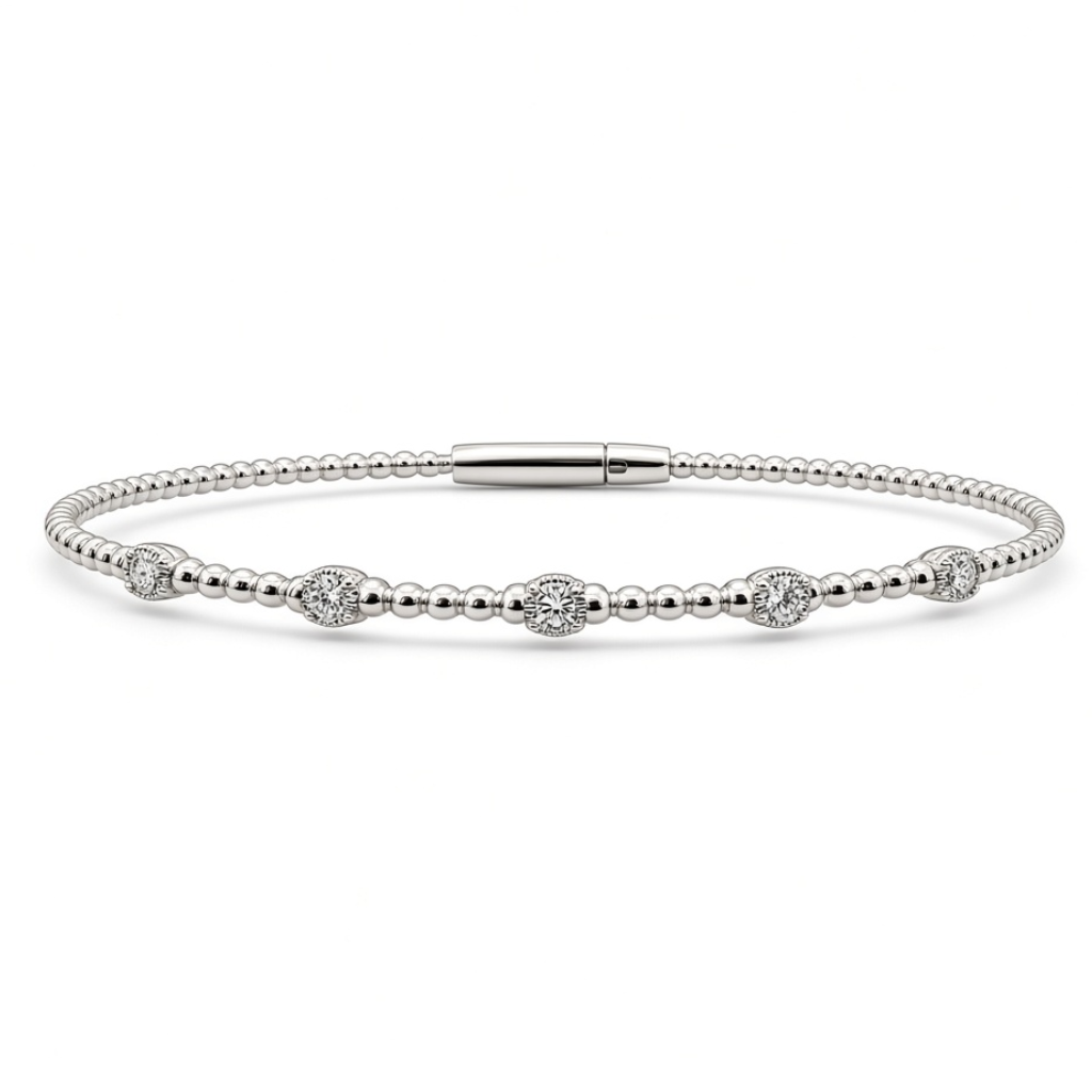 Diamond Set Bangle in 14ct White Gold, 0.17ct