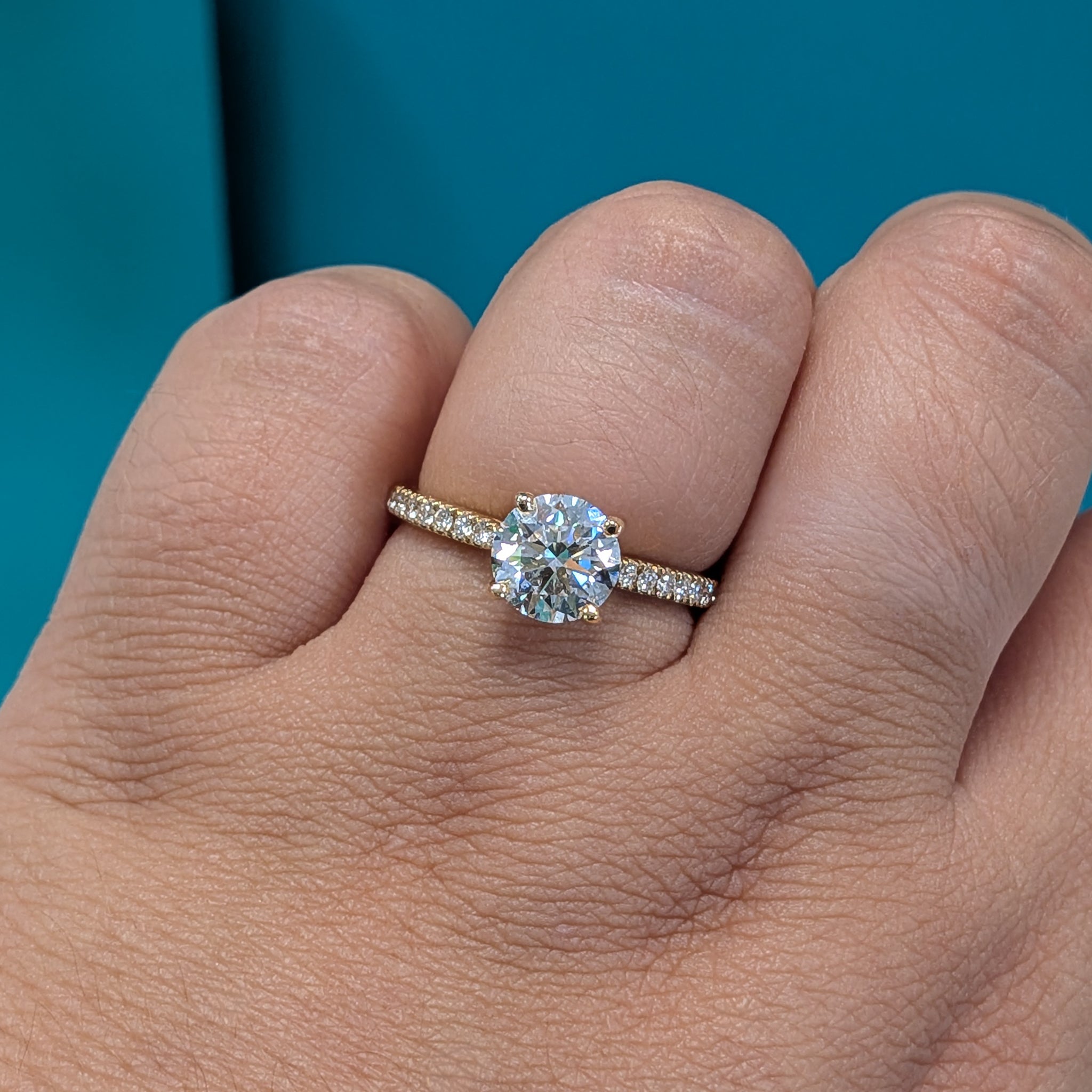 Diamond Solitaire Engagement Ring with Diamond Set Shoulders in 18ct Gold, 1.50ct