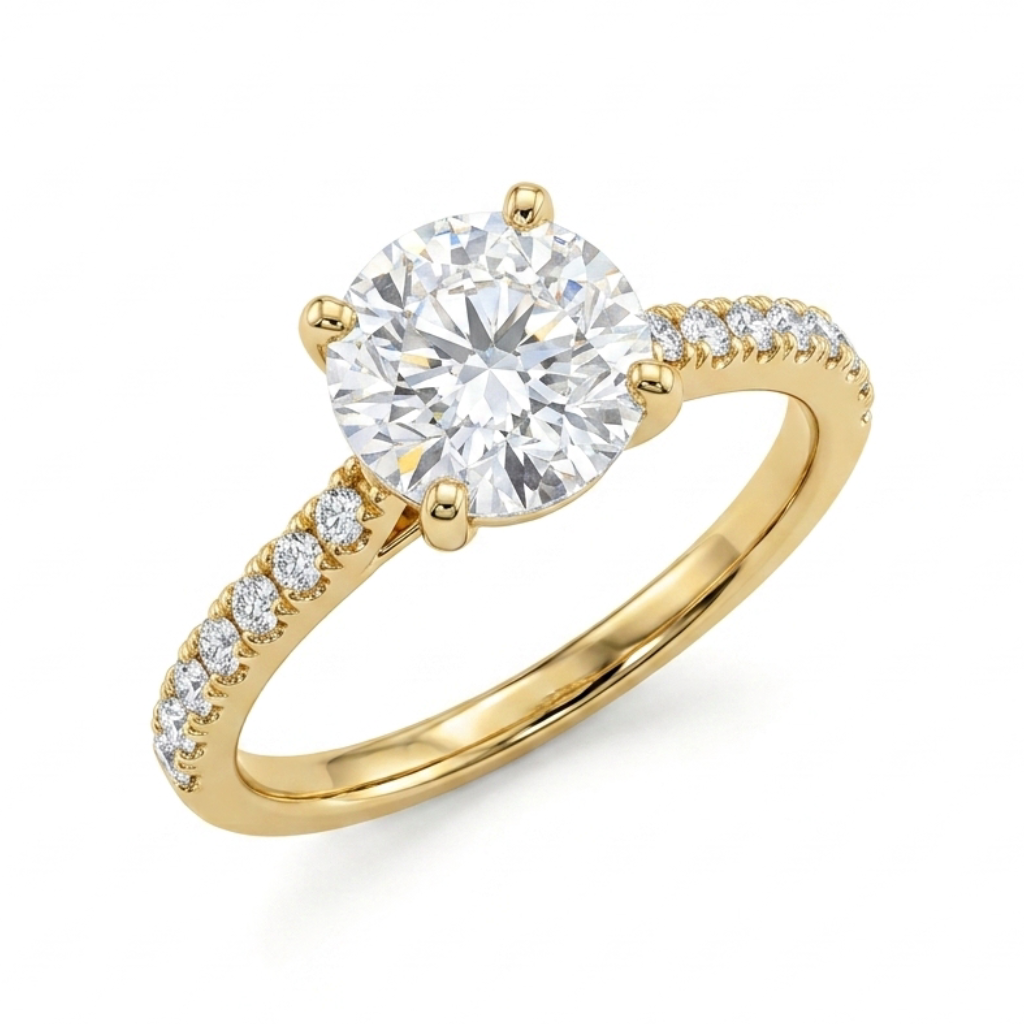 Diamond Solitaire Engagement Ring with Diamond Set Shoulders in 18ct Gold, 1.50ct
