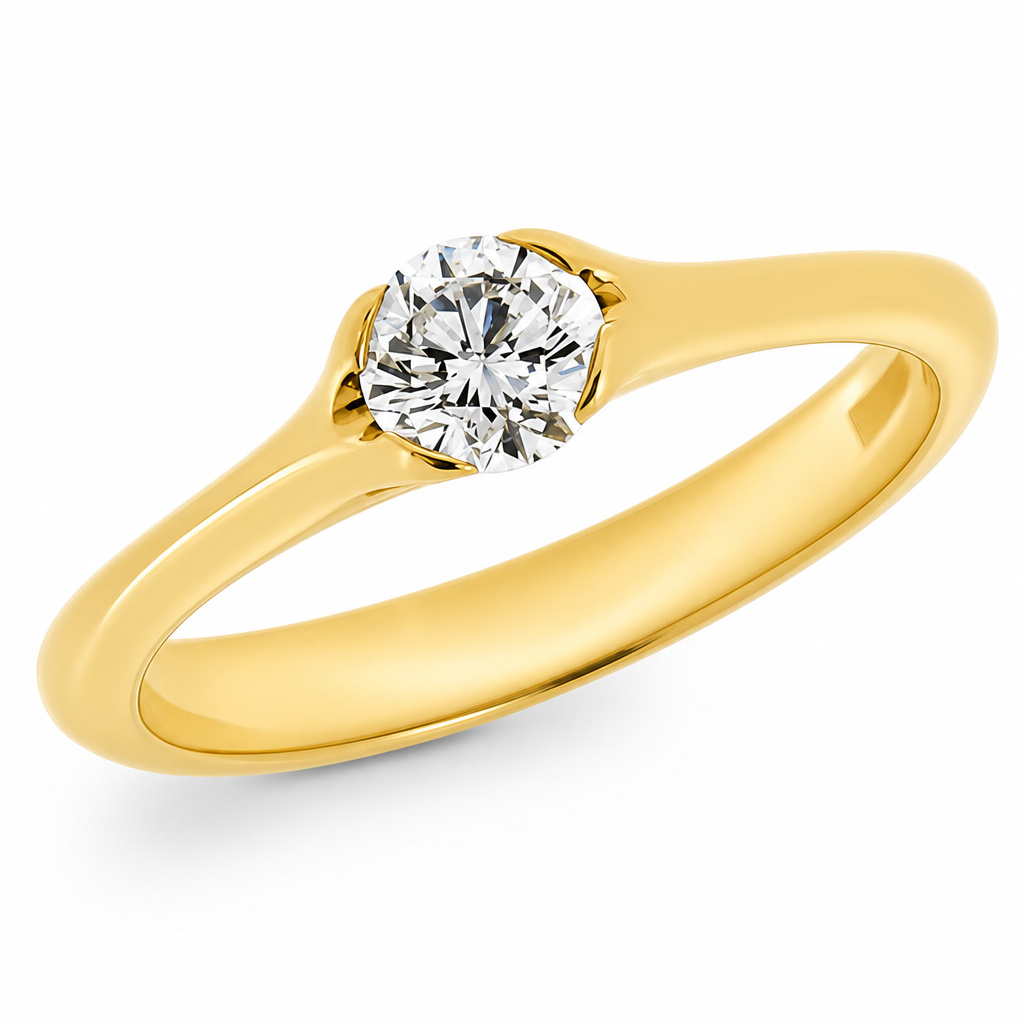 Diamond solitaire ring in 18ct yellow gold, 0.36ct