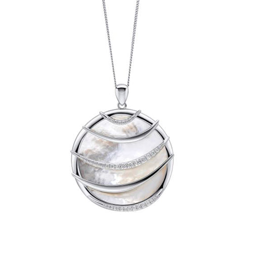 Fiorelli Mother of Pearl and Cubic Zirconia Pendant in Silver