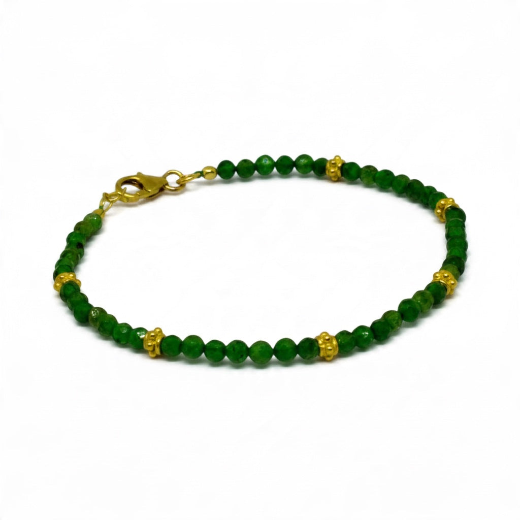 Green Tourmaline Bead Bracelet with Gold Vermeil Details