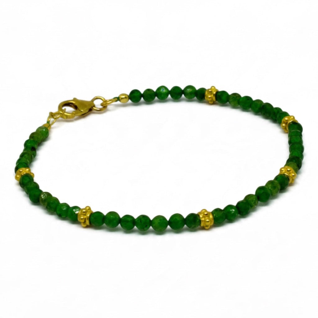 Green Tourmaline Bead Bracelet with Gold Vermeil Details