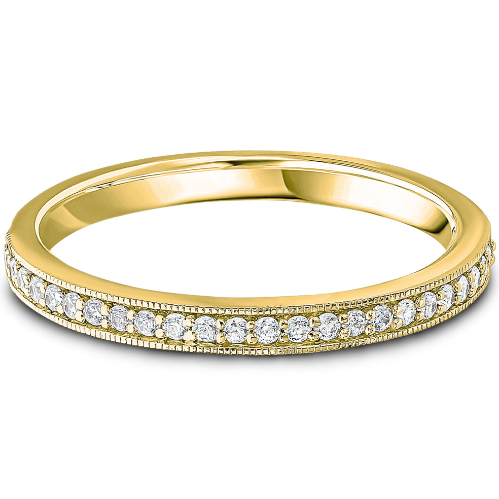 Milgrain Claw Set Brilliant Cut Diamond Wedding Band | 0.15ct