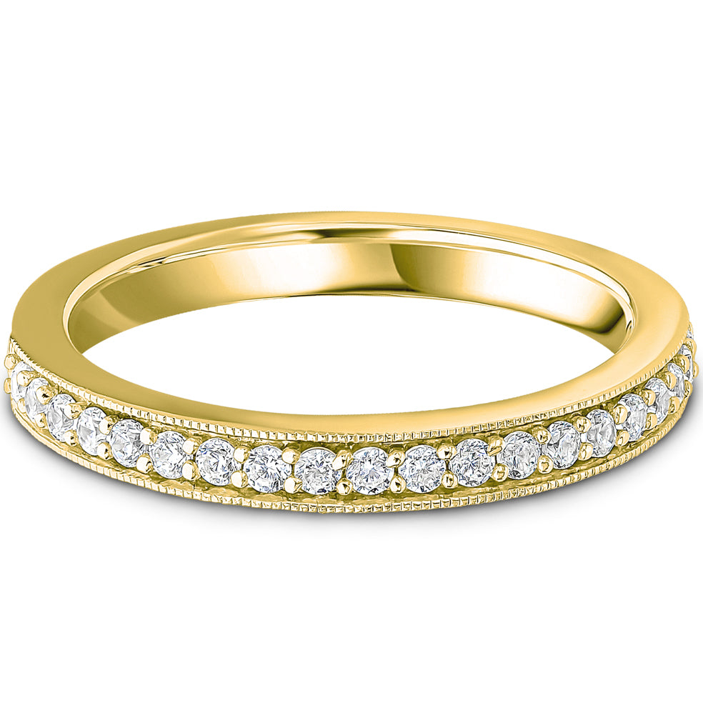 Milgrain Claw Set Brilliant Cut Diamond Wedding Band | 0.25ct