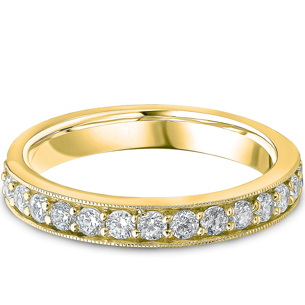 Milgrain Claw Set Brilliant Cut Diamond Wedding Band | 0.50ct