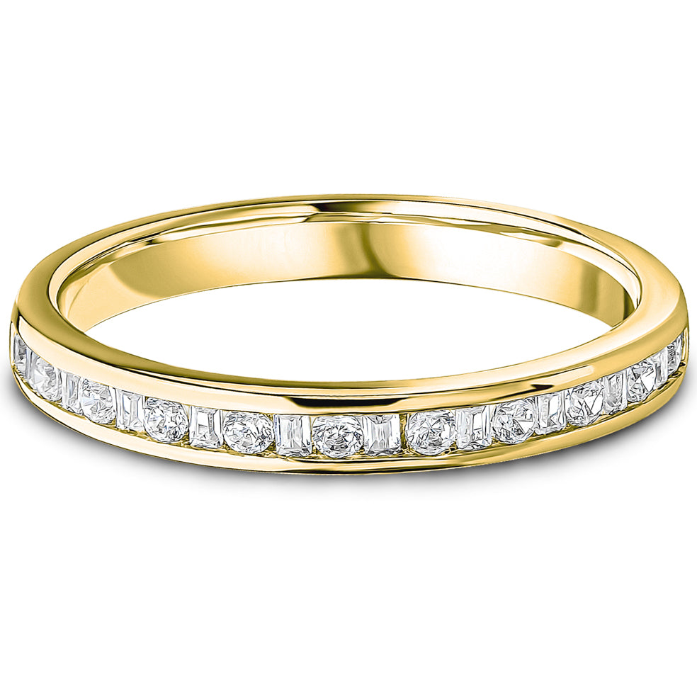 Channel Set Brilliant & Baguette Cut Diamond Wedding Band | 0.25ct