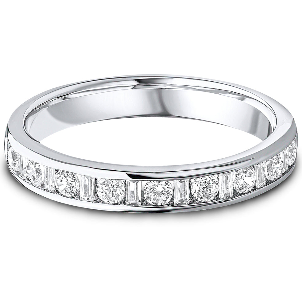 Channel Set Brilliant & Baguette Cut Diamond Wedding Band | 0.50ct