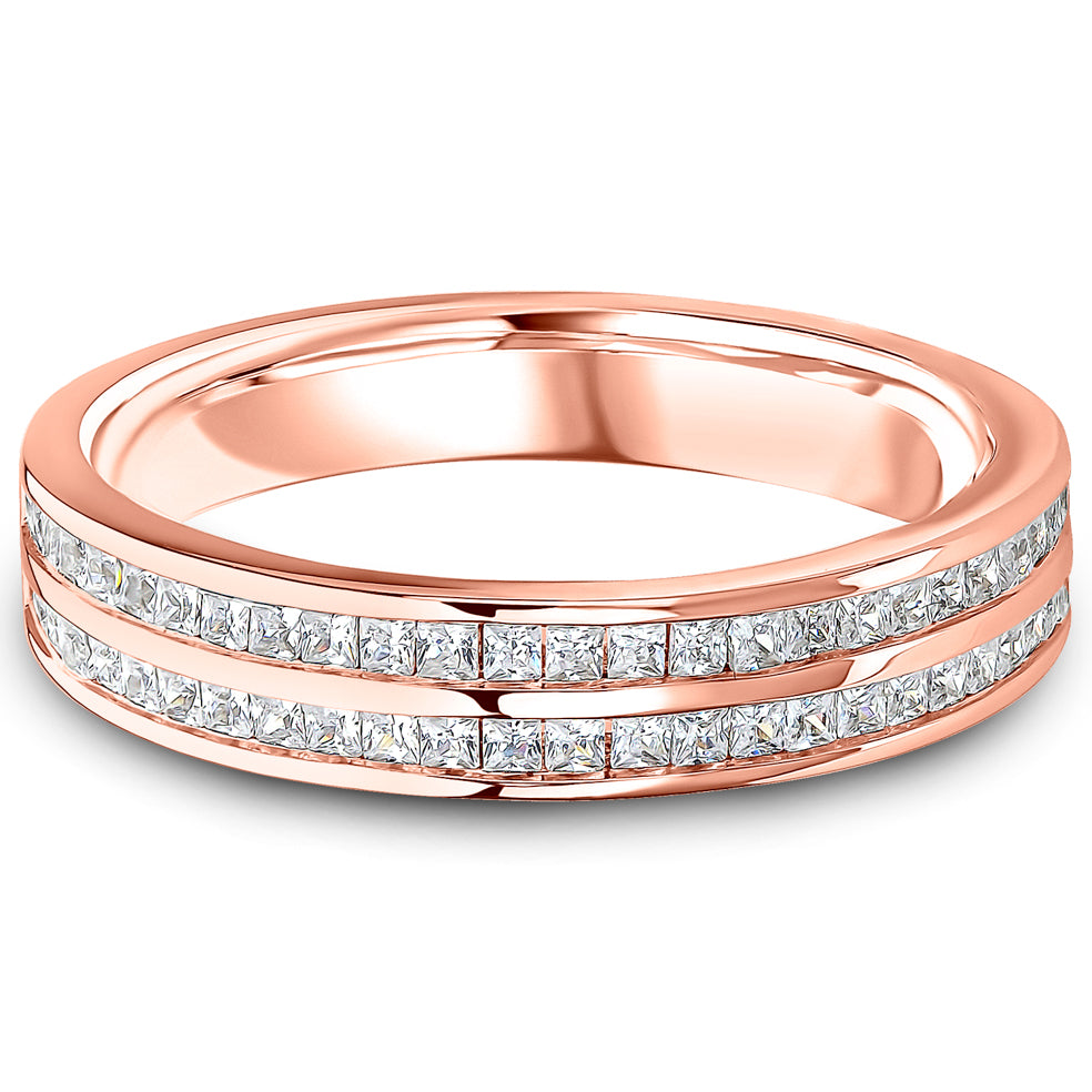 Channel Set Princess Cut Diamond Double Row Wedding Band | 0.50ct