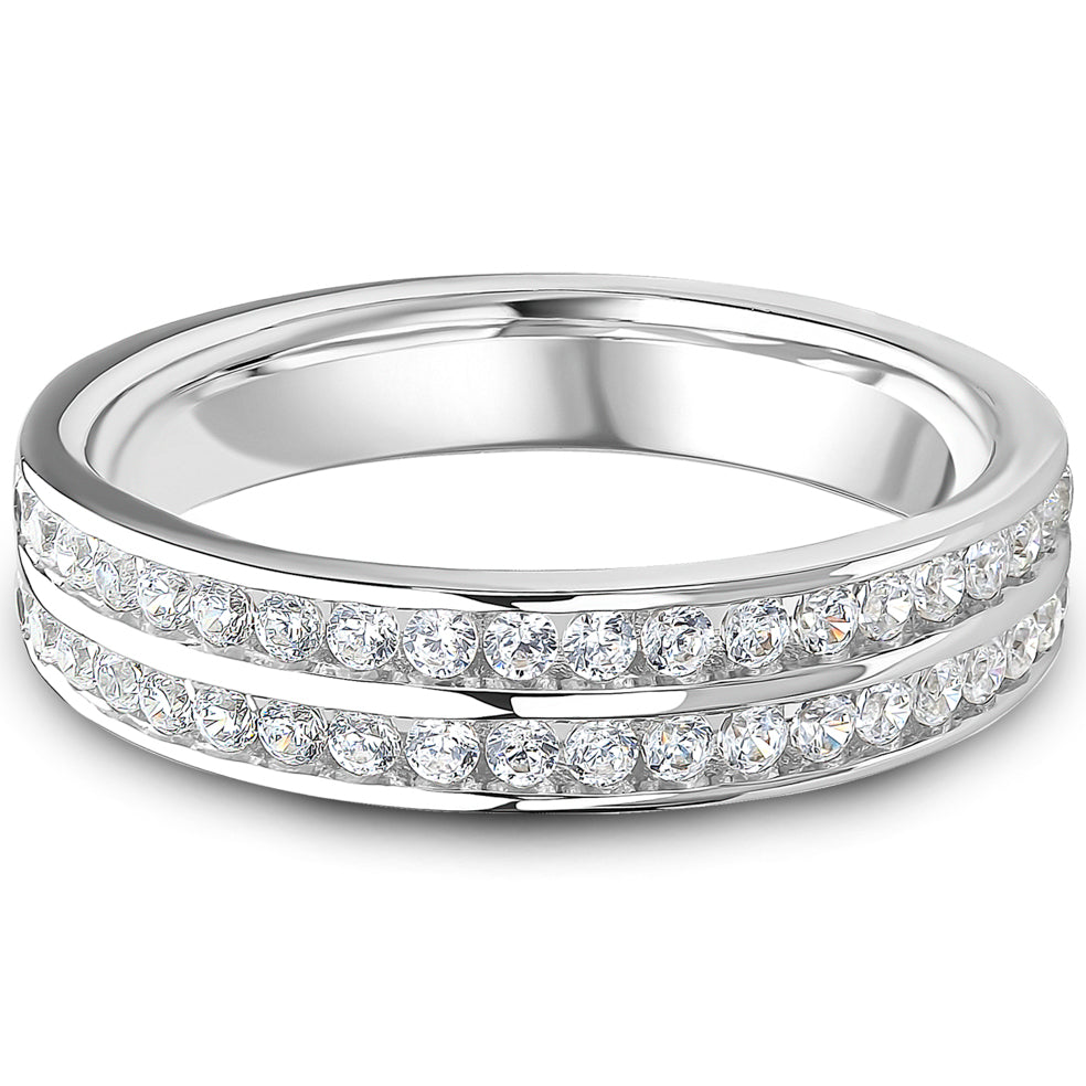 Channel Set Brilliant Cut Diamond Double Row Wedding Band | 0.50ct