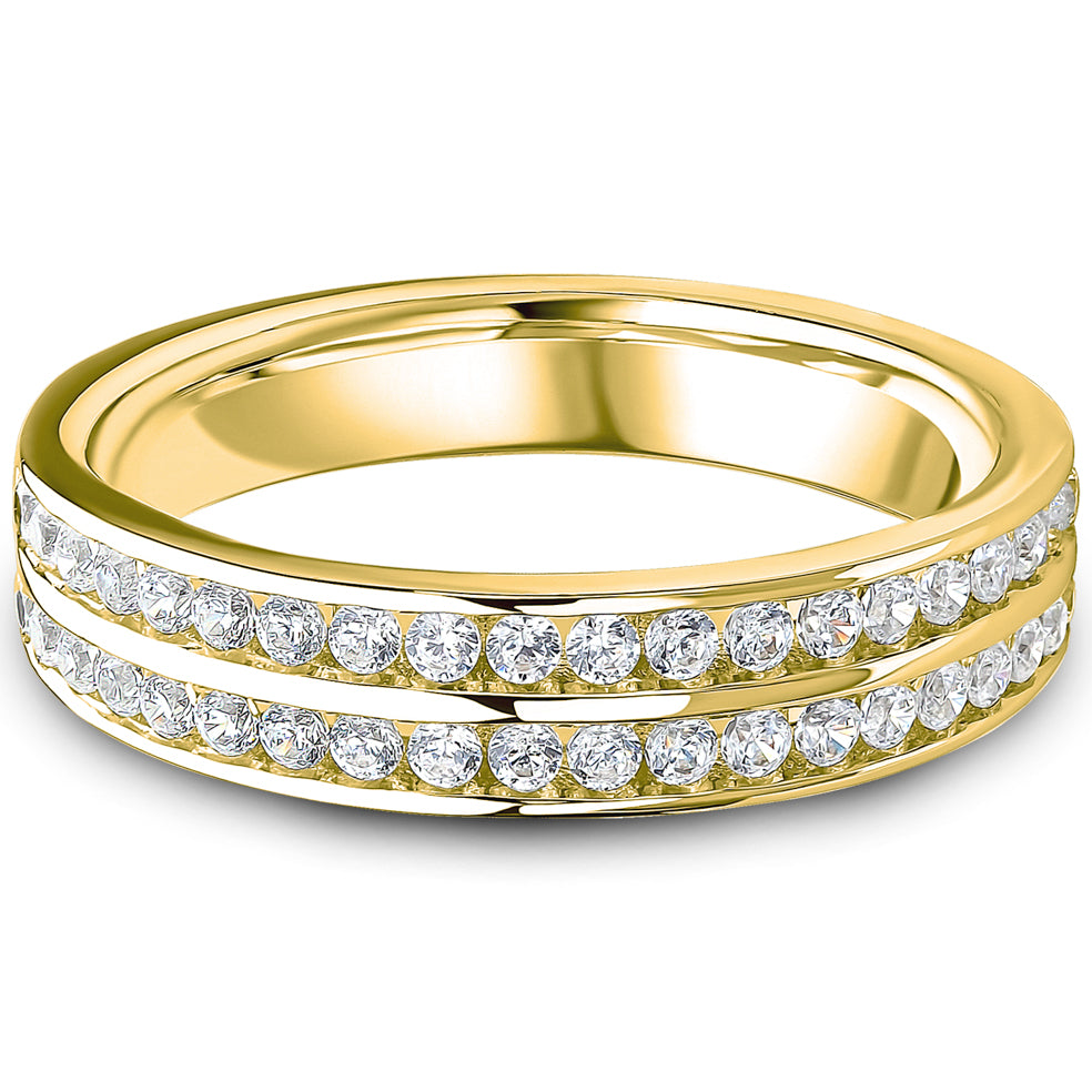 Channel Set Brilliant Cut Diamond Double Row Wedding Band | 0.50ct