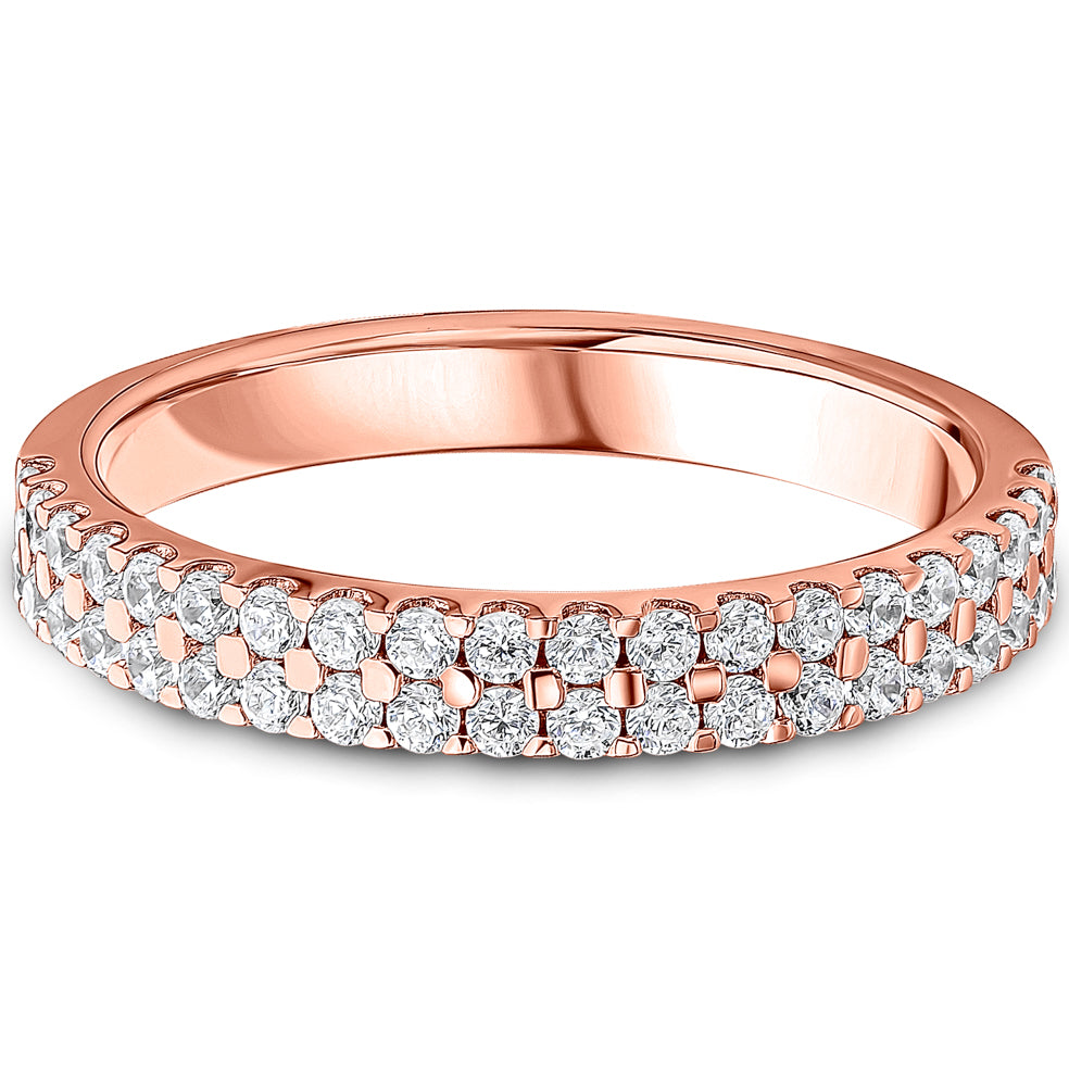 Claw Set Brilliant Cut Diamond Double Row Wedding Band | 0.50ct