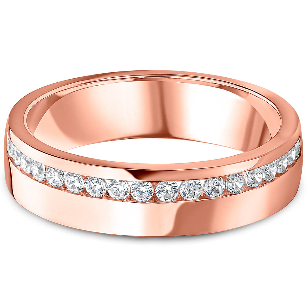 Offset Channel Set Brilliant Cut Diamond Wedding Band | 0.28ct