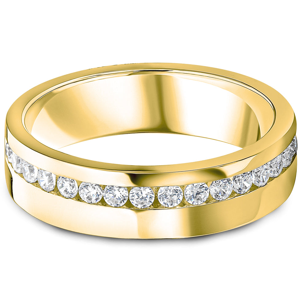 Offset Channel Set Brilliant Cut Diamond Wedding Band | 0.37ct