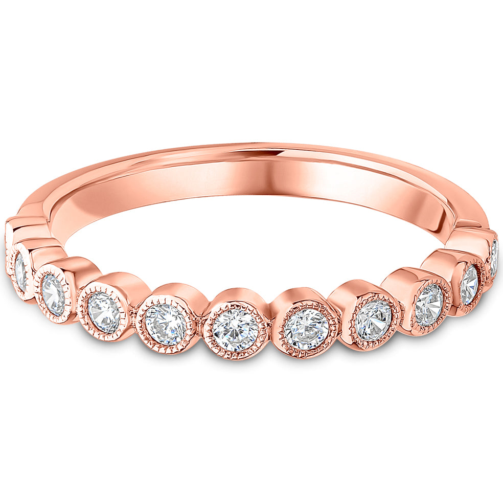 Milgrain Bezel Set Brilliant Cut Diamond Wedding Band | 0.33ct