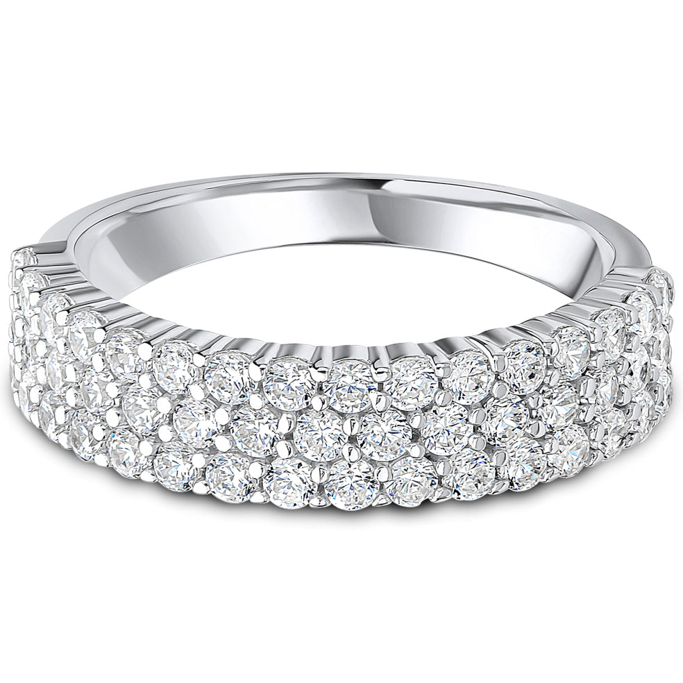 Claw Set Brilliant Cut Diamond Triple Row Wedding Band | 1.00ct