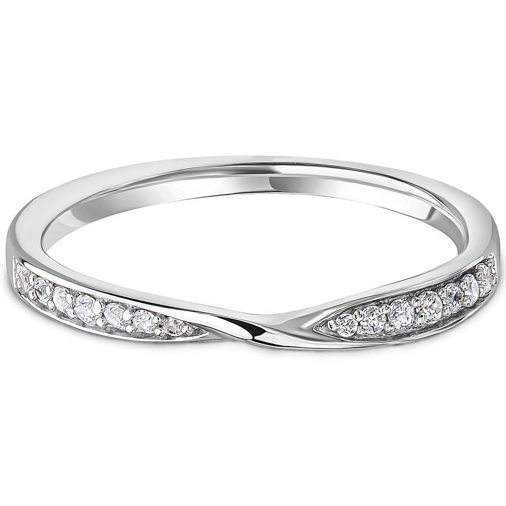 Grain Set Brilliant Cut Diamond Ribbon Crossover Wedding Band | 0.12ct