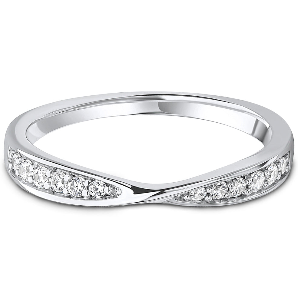 Grain Set Brilliant Cut Diamond Ribbon Crossover Wedding Band | 0.16ct