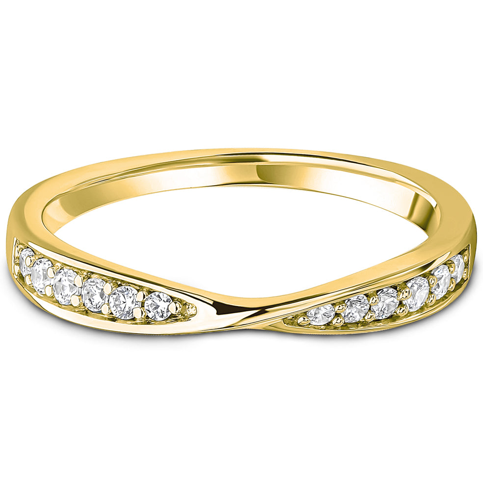 Grain Set Brilliant Cut Diamond Ribbon Crossover Wedding Band | 0.16ct