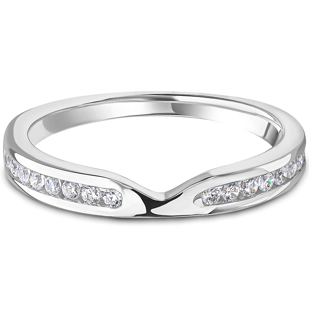 Channel Set Brilliant Cut Diamond Curved Cut-Out Wedding Band | 0.25ct