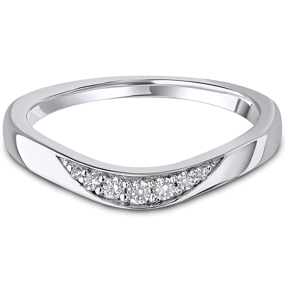Grain Set Brilliant Cut Diamond Light Luna Wave Wedding Band | 0.12ct