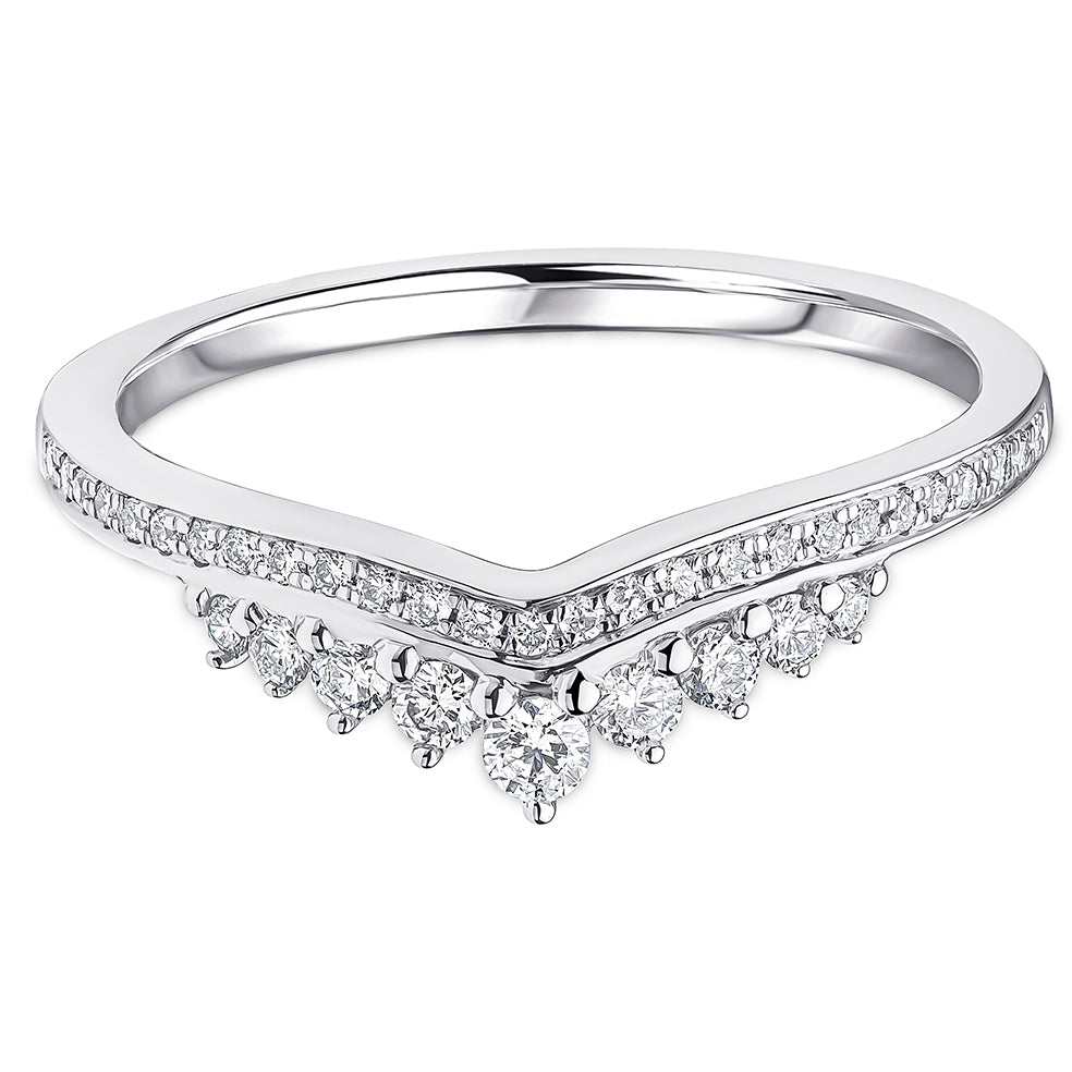 Milgrain & Micro Claw Set Brilliant Cut Diamond Curved Wedding Band | 0.30ct