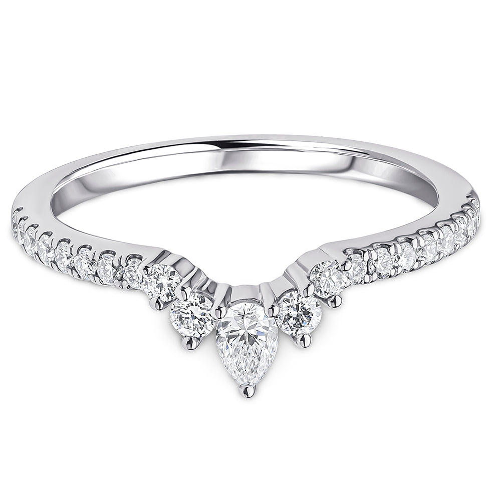 Pear & Brilliant Cut Diamond Curved Wedding Band | 0.35ct