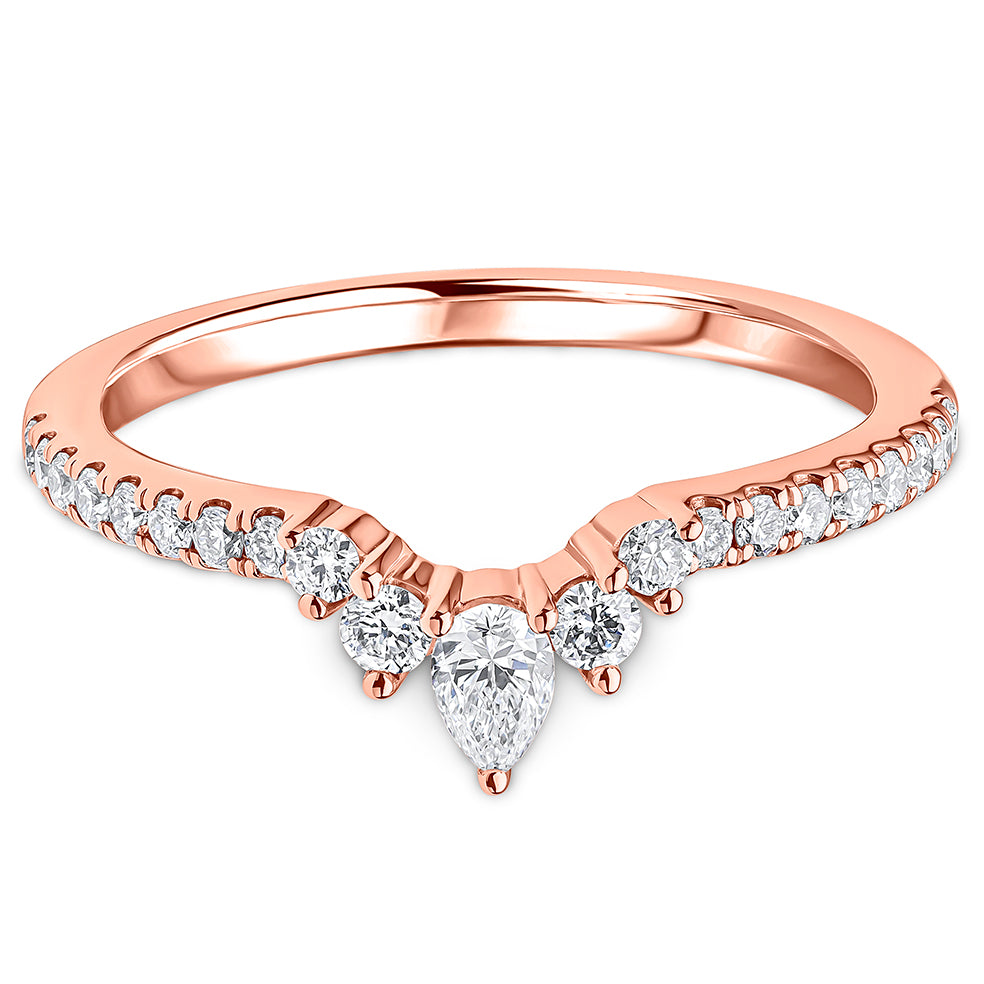 Pear & Brilliant Cut Diamond Curved Wedding Band | 0.35ct