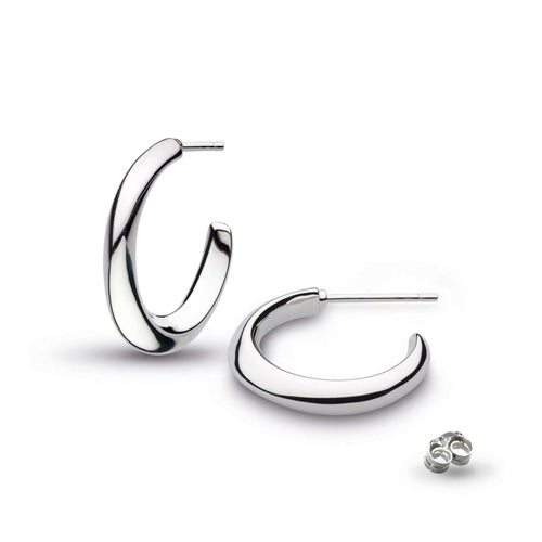 Kit Heath Bevel Cirque Midi Hoop Earrings in Silver