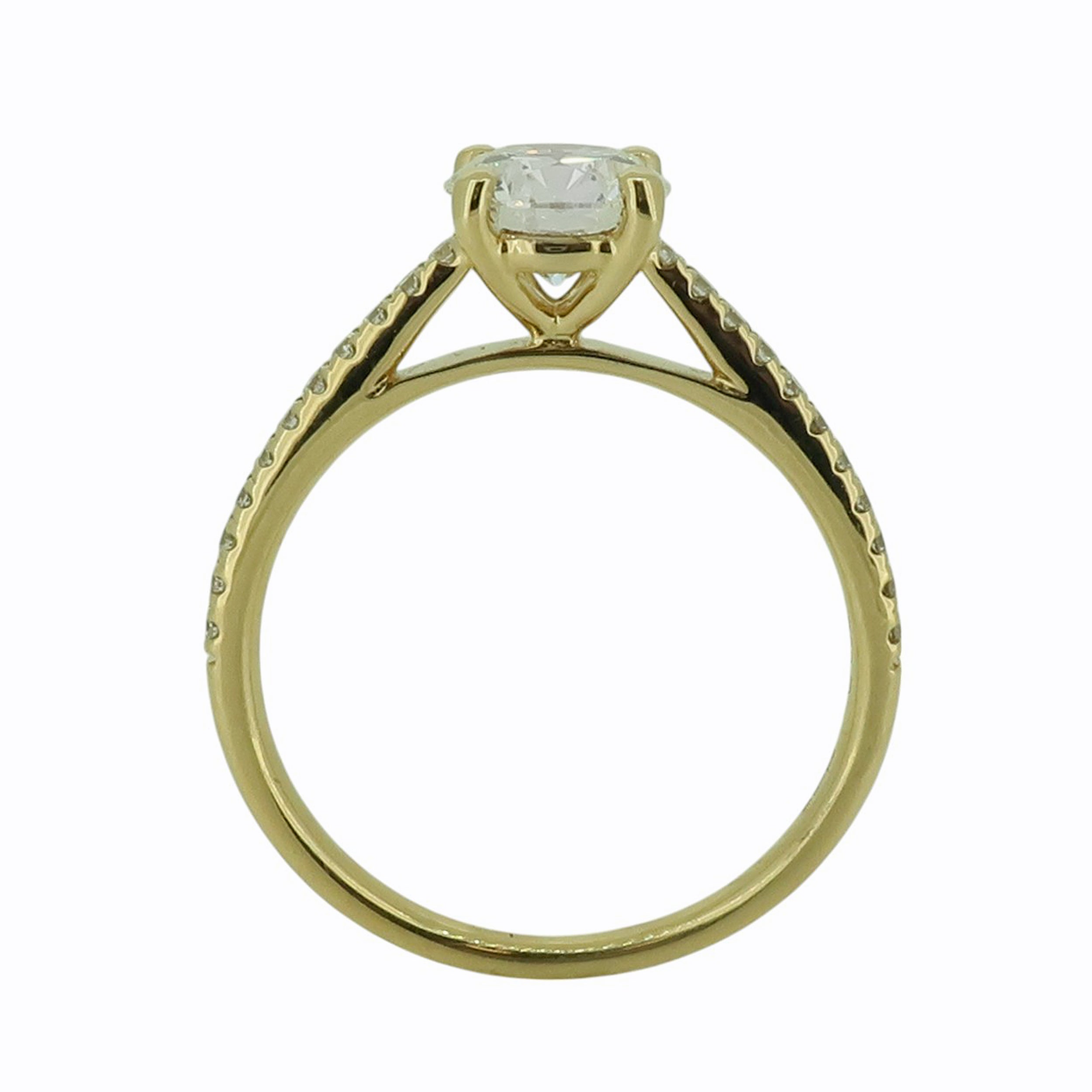 Laboratory Grown Brilliant Cut Diamond Solitaire Ring with Shoulder Diamonds in 18ct Yellow Gold, 1.15ct.