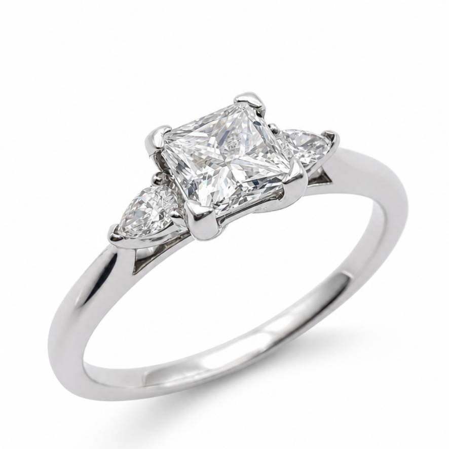 Laboratory Grown Diamond Three Stone Ring in Platinum, 0.66ct