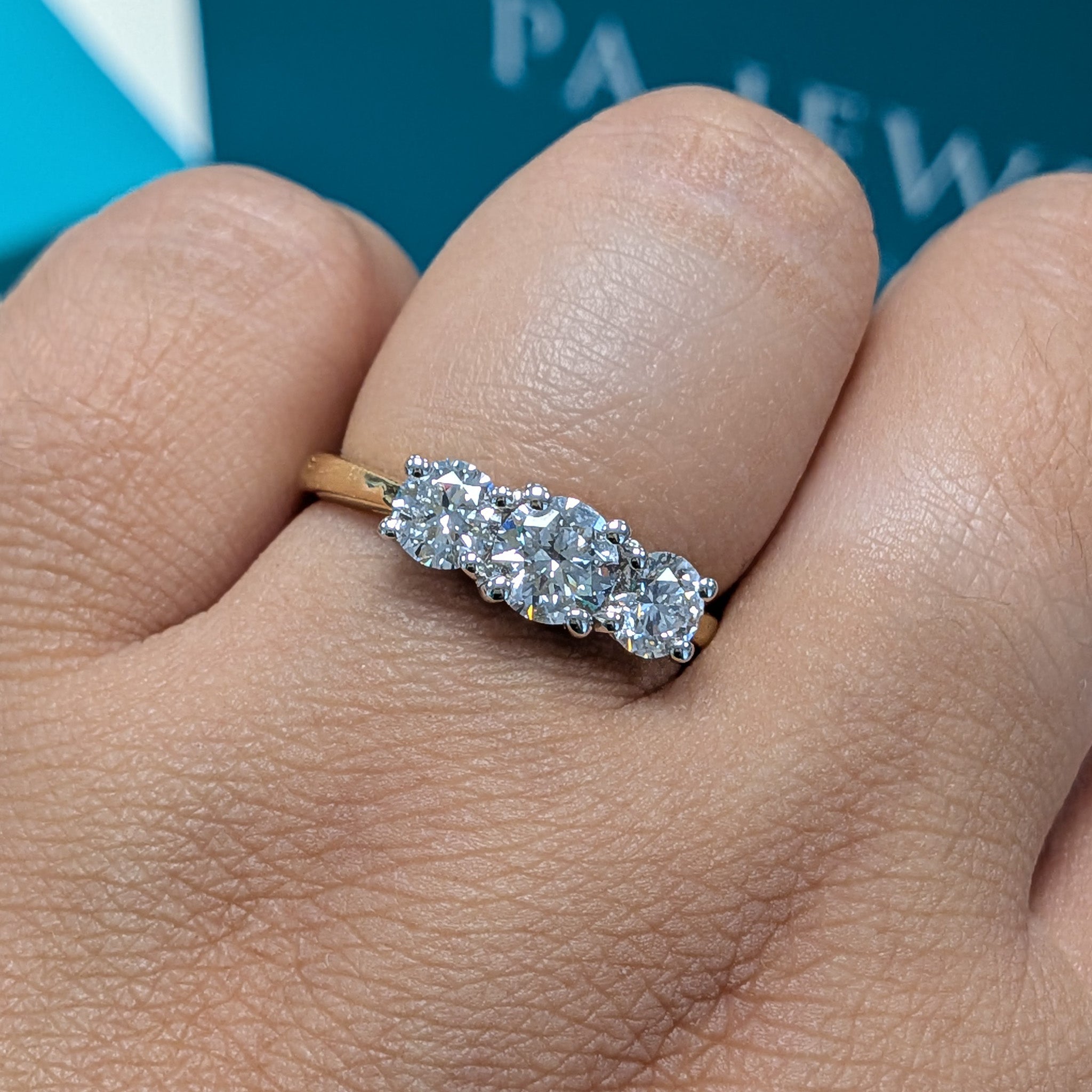 Laboratory Grown Diamond Three Stone Ring in 18ct Yellow Gold, 1.35ct