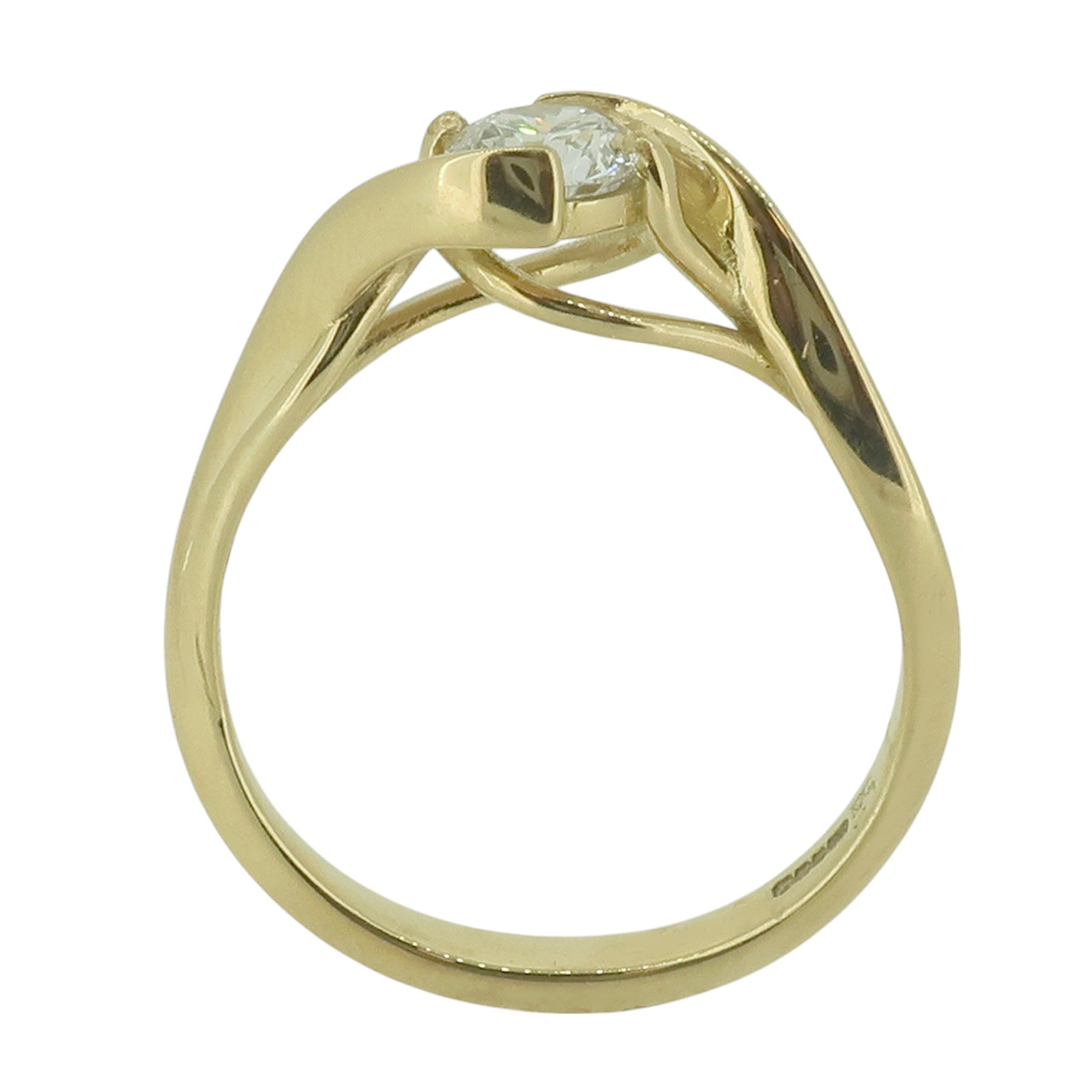 Laboratory Grown Brilliant Cut Diamond Solitaire Ring with Wraparound Shoulders in 18ct Yellow Gold, 0.44ct.