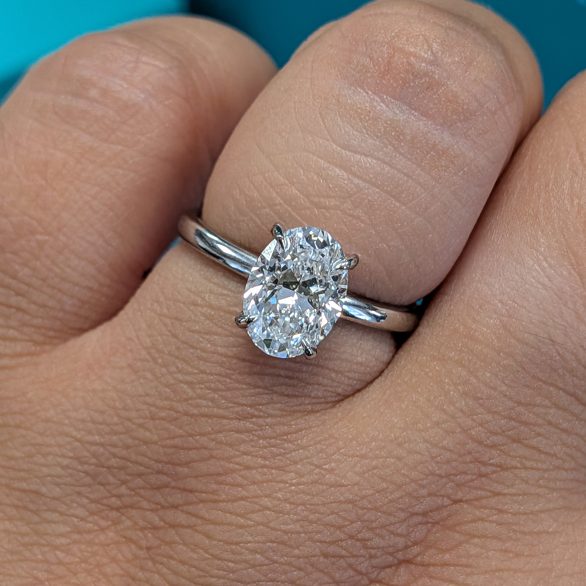 Laboratory Grown Oval Diamond Solitaire Ring in Platinum, 1.73ct