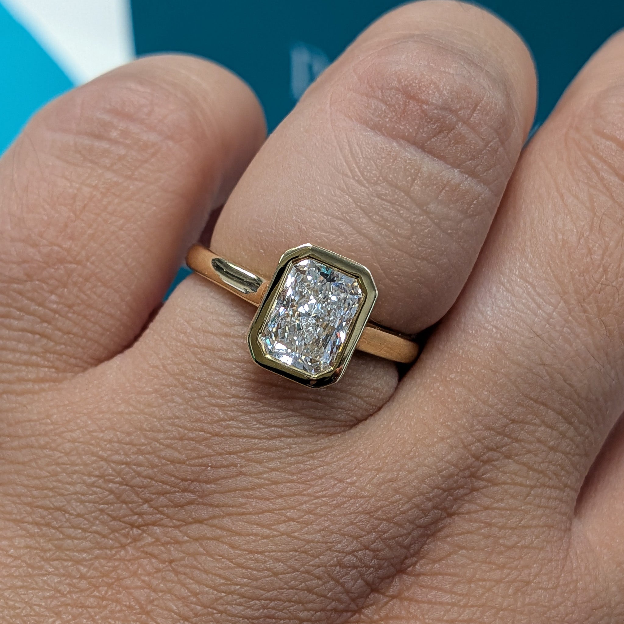 Laboratory Grown Radiant Cut Diamond Solitaire Engagement Ring in 18ct Yellow Gold, 1.50ct