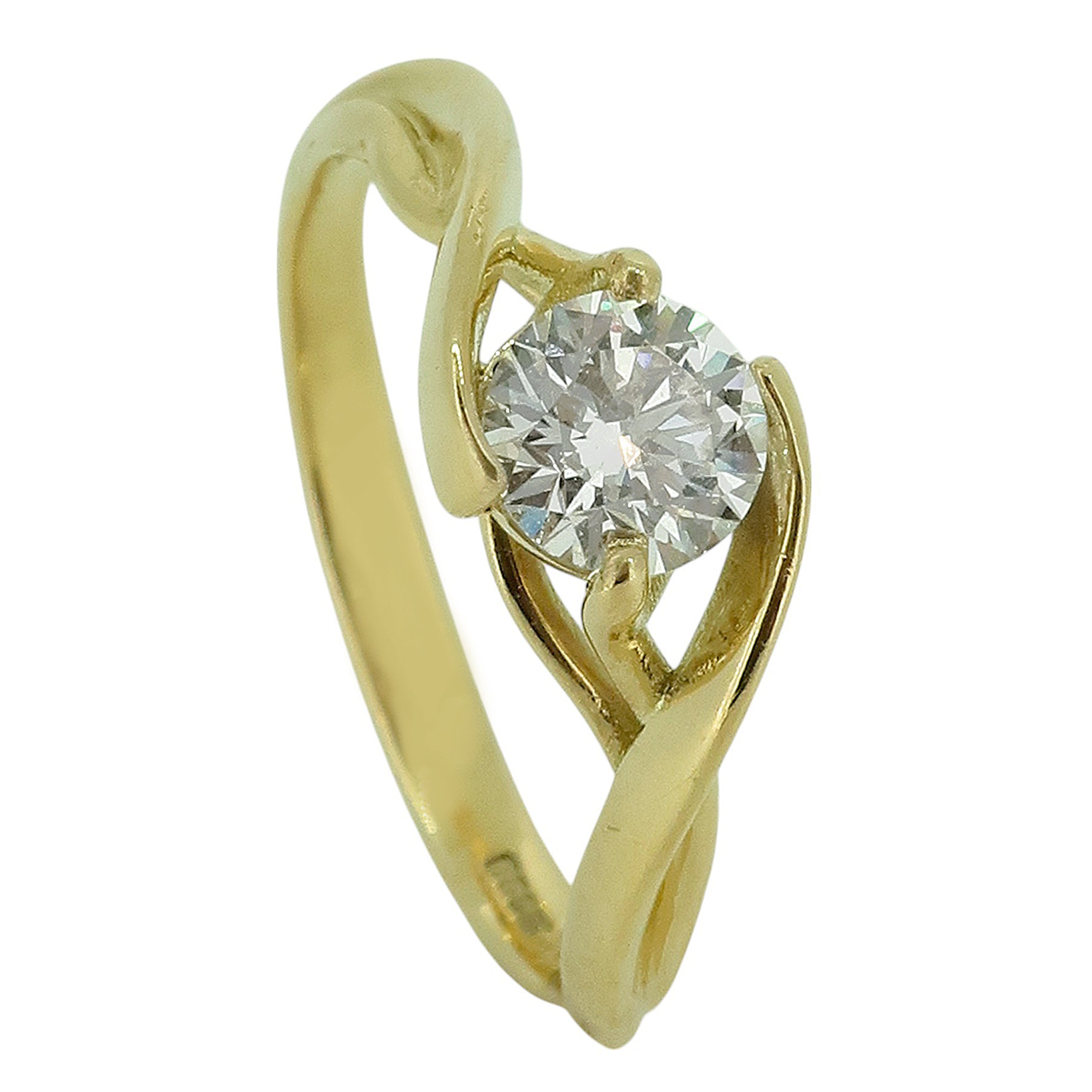 Laboratory Grown Brilliant Cut Diamond Solitaire Ring with Wraparound Shoulders in 18ct Yellow Gold, 0.44ct.