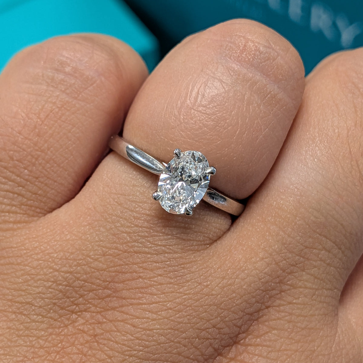 Laboratory Grown Oval Diamond Solitaire Engagement Ring in Platinum, 1.02ct