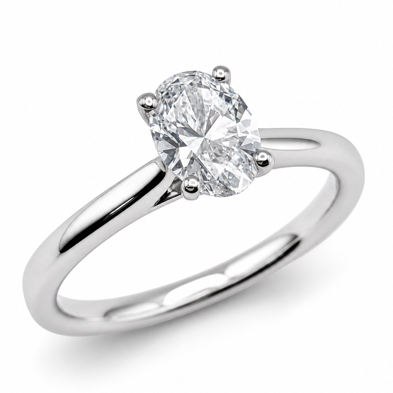 Laboratory Grown Oval Diamond Solitaire Engagement Ring in 9ct White Gold, 0.70ct
