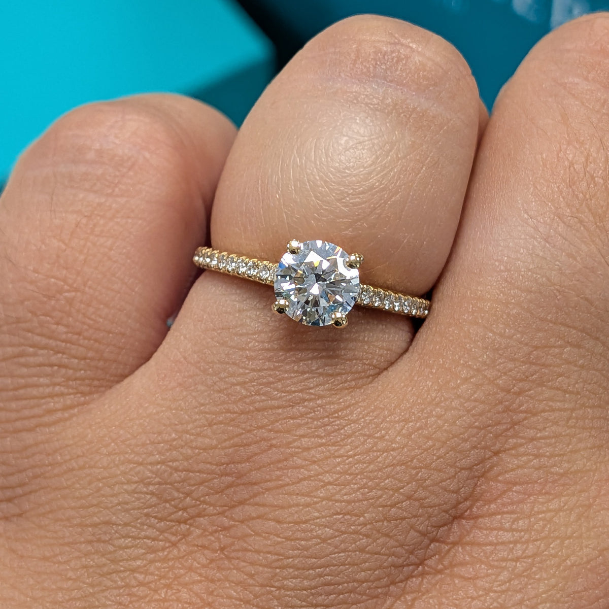 Laboratory Grown Diamond Engagement Ring with Diamond Set Shoulders in 18ct Yellow Gold, 1.15ct