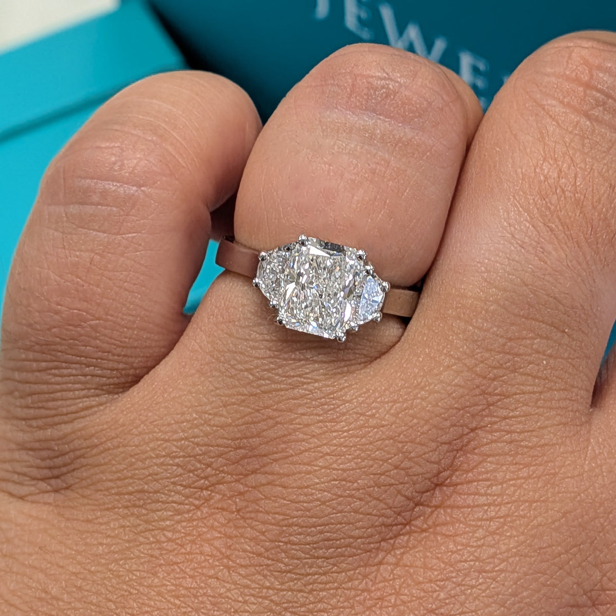 Laboratory Grown Diamond Three Stone Engagement Ring in Platinum, 2.39ct