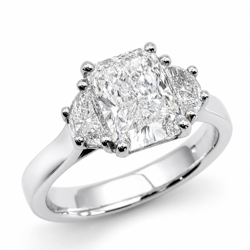 Laboratory Grown Diamond Three Stone Engagement Ring in Platinum, 2.39ct